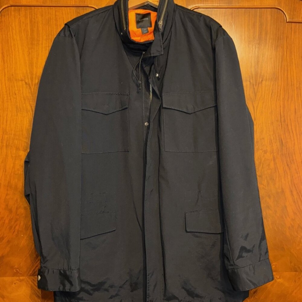 EXPRESS Mens Full Zip Jacket Orange Thinsulate Liner Size XL Black